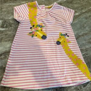 Girls' Striped Appliqué Giraffe Dress